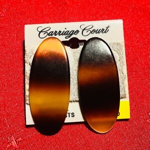 Vintage Carriage Court Gold dark brown Oval Earrings